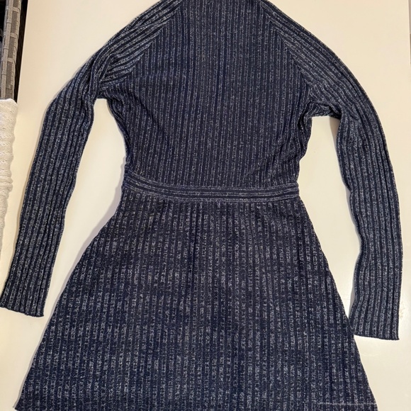 Quiet Luxury Cocktail Dress / Old Money  Zara Blue Sparkly Knit – V-Neck, Long - Picture 3 of 7